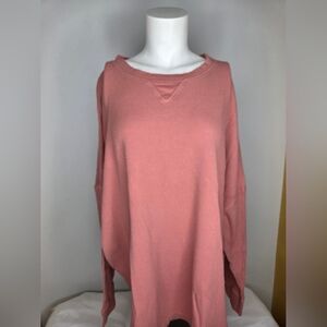 Free People Size S Intimately Oversized  Pink Textured Knit Top Ptp 31